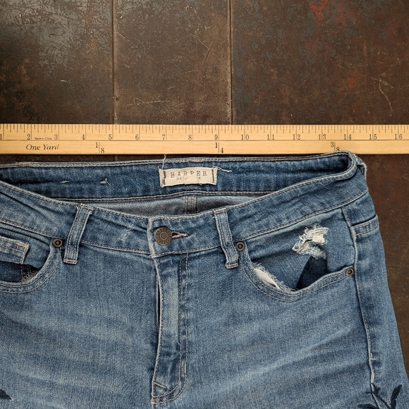 Harper Heritage Womens Blue Jeans Embroidered Floral High Rise Straight - Picture 8 of 10